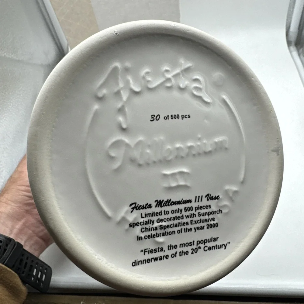 White Fiesta Millennium lll Vase Sunporch China Specialties #30 Of 500